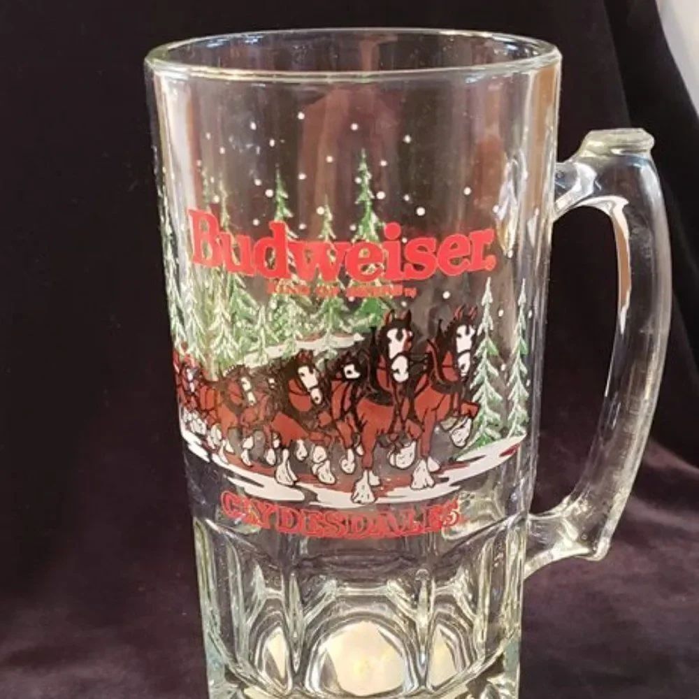 Vintage 1989 Budweiser Clydesdale Christmas Beer Mug Stein 3 lbs